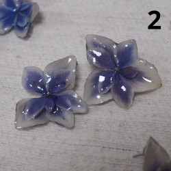 Boucles d’oreille fleur 3D de fleurs d'hortensias bleues - 2