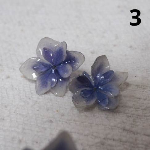 Boucles d’oreille fleur 3D de fleurs d'hortensias bleues - 3
