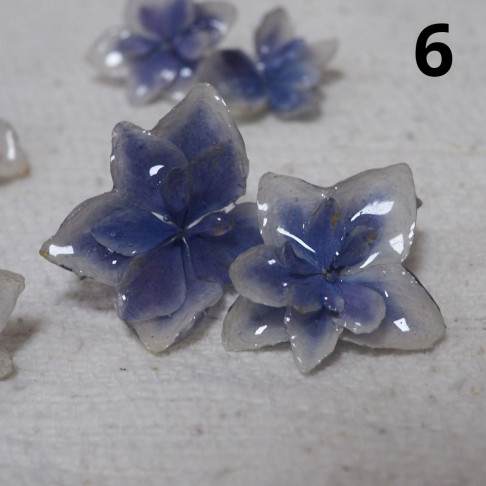 Boucles d’oreille fleur 3D de fleurs d'hortensias bleues - 6