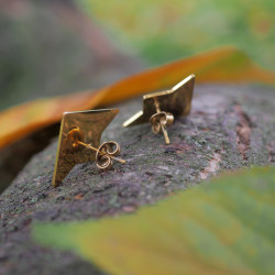 Arrière des puces d'oreille triangles en fleurs de carotte sauvages avec un fond noir - bijou en fleurs