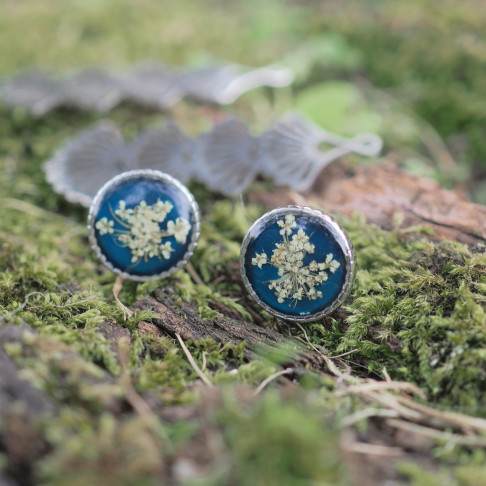 Bijou fleur Clermont - Boucles d'oreilles 2 en 1 acier inoxydable en vraies fleurs d'Auvergne