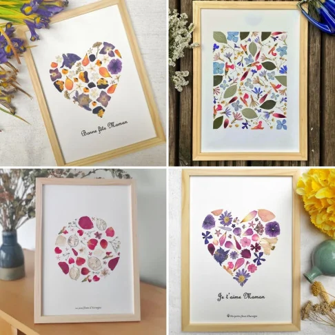 Tous les tableaux Herbiers pour la fête des mères, personnalisables, coeur, poème, lune... 2