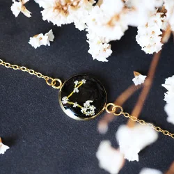 Bracelet doré constellation signe astrologique poisson - Bijoux vraies fleurs Clermont