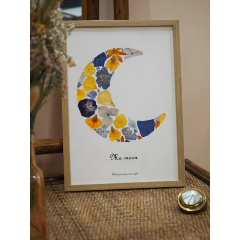 Tableau herbier fête des mères personnalisable motif lune ma moom mamoune