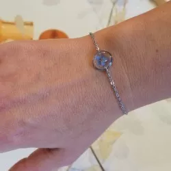 Bracelet argenté avec fleur de myosotis bleu - Bijoux vraies fleurs Clermont