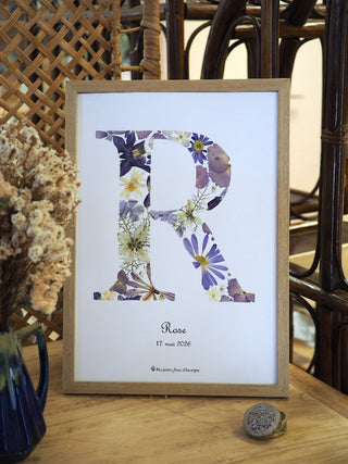 Tableau herbier initiale prénom naissance