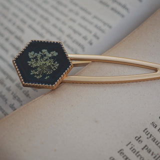 Barrette fleur de carotte sauvage, hexagone  - 5