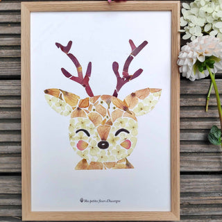 Tirage d'art / affiche / poster de l'herbier lion en fleurs séchées d'Auvergne. Parfait pour une chambre d'enfant - 1