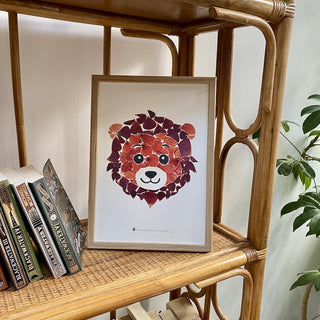 Tirage d'art de l'herbier lion en fleurs séchées d'Auvergne. Parfait pour une chambre d'enfant