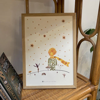 Tirage d'art / affiche / poster de l'herbier Petit Prince en fleurs séchées d'Auvergne. Parfait pour une chambre d'enfant  - 1