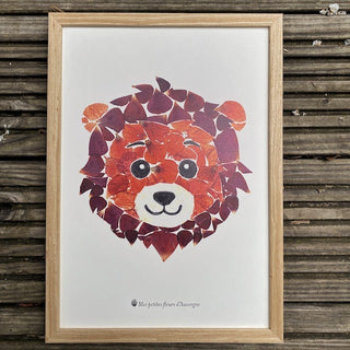 Tirage d'art de l'herbier lion en fleurs séchées d'Auvergne. Parfait pour une chambre d'enfant  - 2