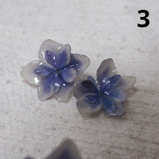 Boucles d’oreille fleur 3D de fleurs  d'hortensias bleues - 3