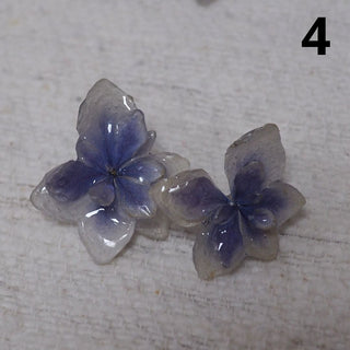 Boucles d’oreille fleur 3D de fleurs  d'hortensias bleues - 4