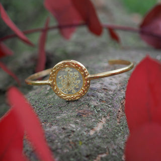 Bracelet jonc doré en fleurs de carotte sauvage - Bijou fleur Clermont
