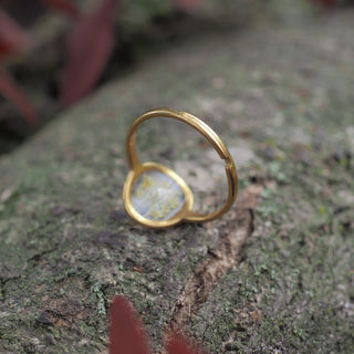 Arrière de la bague dorée en fleurs de carotte sauvage - bijou vraies fleurs à Clermont-Ferrand