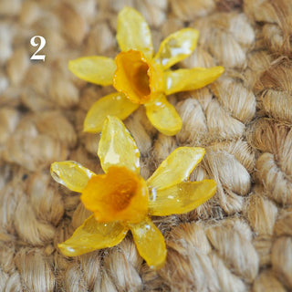 Bijou en fleurs séchées - Boucles d'oreilles en vraies fleurs de jonquilles jaunes séchées 6