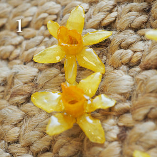 Bijou en fleurs séchées - Boucles d'oreilles en vraies fleurs de jonquilles jaunes séchées 5