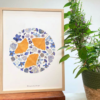 Tableau herbier forme personnalisable motif rectangle... en fleurs séchées d'Auvergne - cadre fleurs