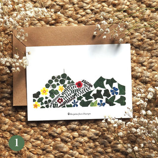 Carte postale en fleurs séchées d'Auvergne du Puy-de-Dôme