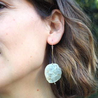 Bijou fleurs séchées clermont - boucles d'oreilles avec des feuilles de monnaie du pape