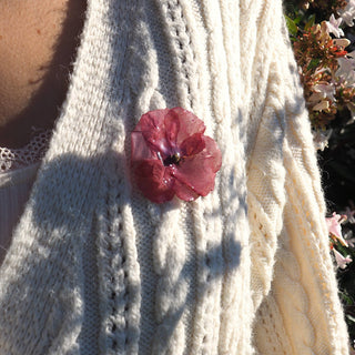 Bijou vaires fleurs - Broche vêtement en fleur de coquelicot rouge - Clermont
