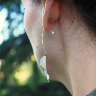 Bijou fleuri - boucles d'oreilles avec des feuilles de monnaie du pape - Bijoux en fleurs Clermont