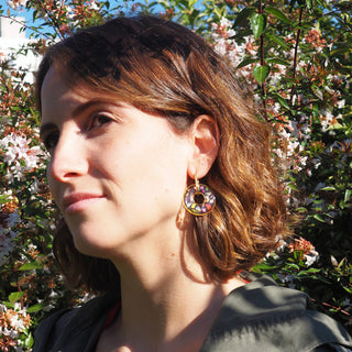 Bijou fleur - Boucles d'oreilles en confettis de pétales de fleurs des chutes des herbiers