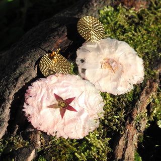 Bijou vrai fleur Clermont - Boucles d'oreilles sakura en fleurs de cerisier du Japon arrière