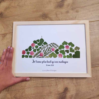 Tableau Herbier Puy-de-Dôme personnalisable avec des feuilles et fleurs rouges d'Auvergne, cueillis dans mon jardin.  - 2
