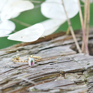 bague bruyère bijoux en vraies fleurs séchées d'Auvergne
