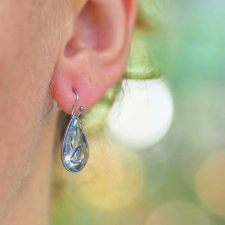 Boucles d'oreille bleuet, petites gouttes argentées  - 2 - bijou fleur