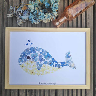 Tirage d'art / affiche / poster de l'herbier baleine en fleurs séchées d'Auvergne. Parfait pour une chambre d'enfant  - 1