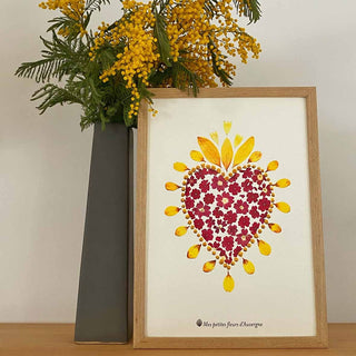 Tirage d'art / affiche / poster de l'herbier coeur ex-voto en fleurs séchées d'Auvergne  - 2