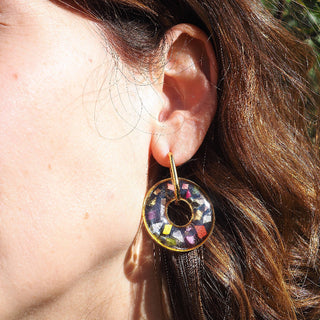 Bijou fleur - Boucles d'oreilles en confettis de pétales de fleurs des chutes des herbiers