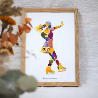 Herbier en vraies fleurs représentant une patineuse artistique - Commande tableau sur mesure