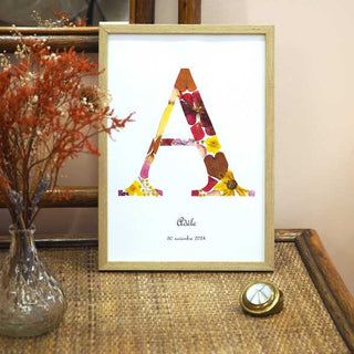 Tableau herbier initiale prénom - idée cadeau naissance personnalisé